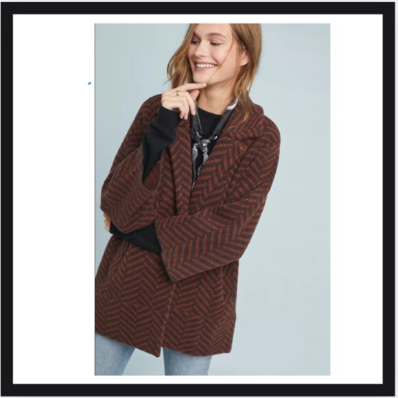 Anthro Moth Paloma Sweater Jacket Chevron - Picture 3 of 6